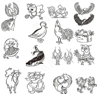 家禽线框图图片