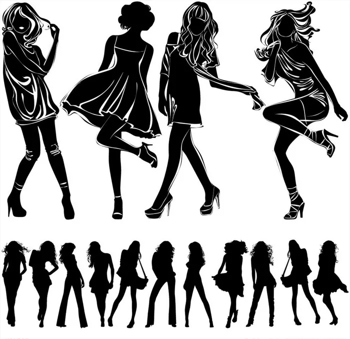 女人剪影图片ai矢量模版下载