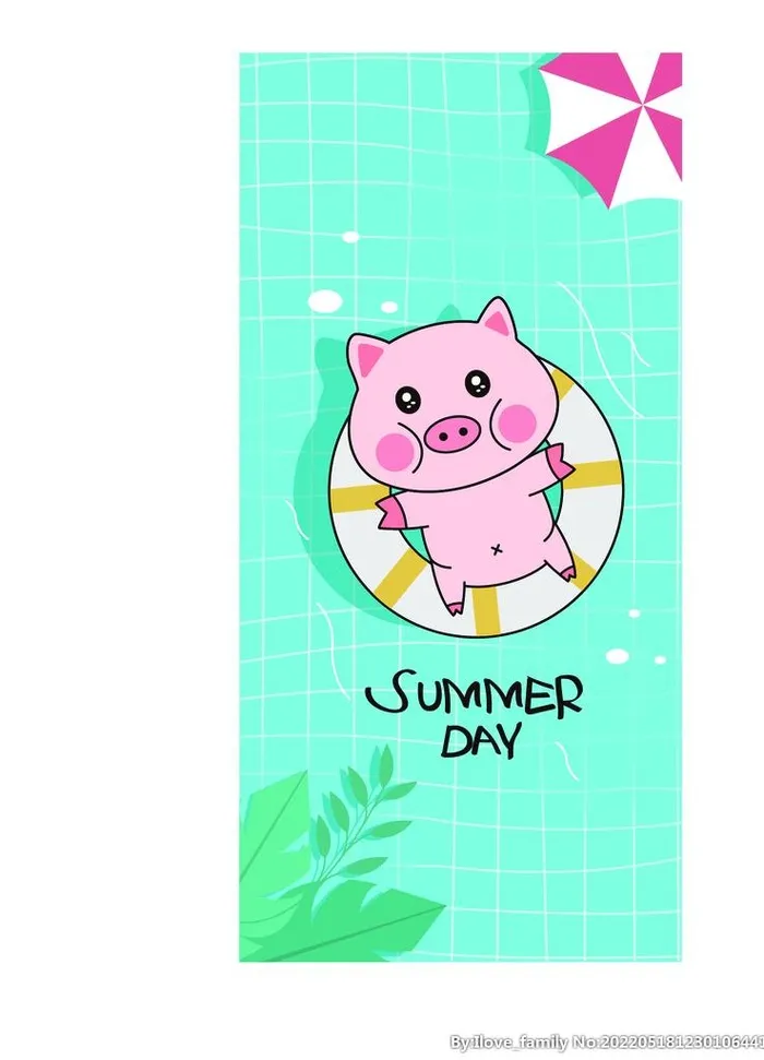 夏日小猪图片ai矢量模版下载