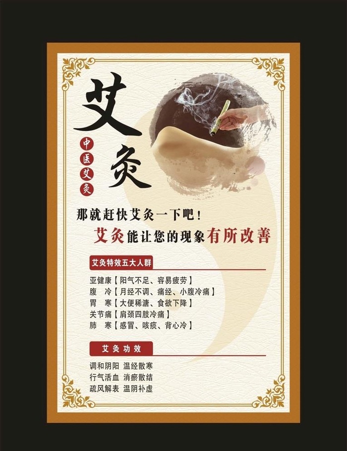 中医艾灸 宣传海报图片cdr矢量模版下载