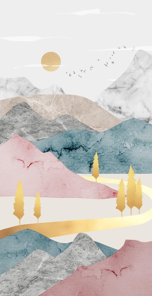 抽象山水意境装饰画图片