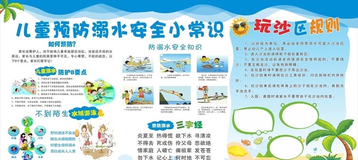 幼儿园防溺水图片cdr矢量模版下载