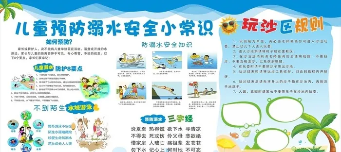 幼儿园防溺水图片cdr矢量模版下载