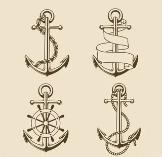 复古手绘船锚矢量素材图片