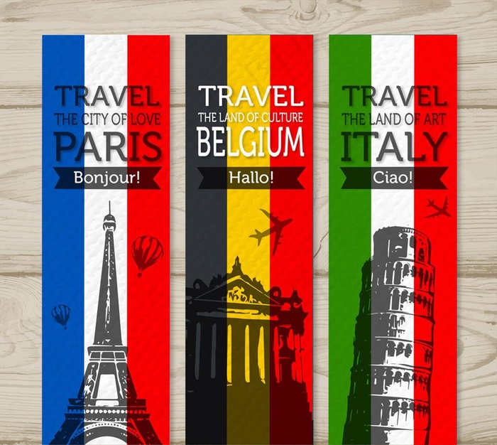 3款彩绘著名景点banner图片