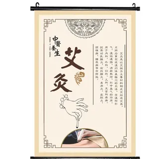 艾灸 中医养生海报中医风格挂画图片