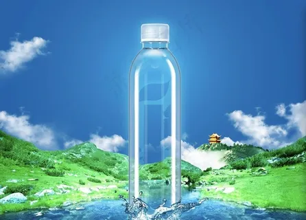 蓝色天空矿泉水瓶子图片 蓝色天空矿泉水瓶子图片