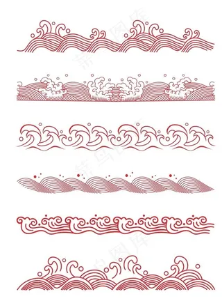 矢量中式浪花纹中国风传统海水纹图片