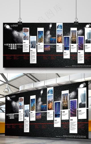 大气黑色企业发展历程时间轴展板图片