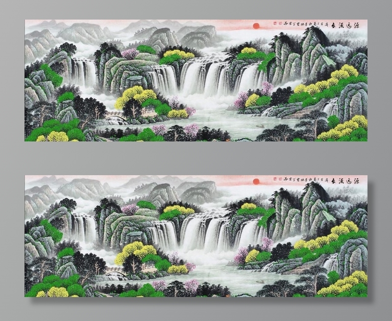 新中式山水画图片(7087x2740)psd模版下载