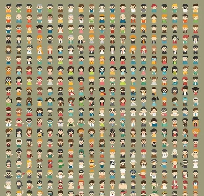 卡通人物图标图片ai矢量模版下载