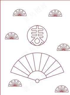 春节红色扇子边框海报图片 春节红色扇子边框海报图片