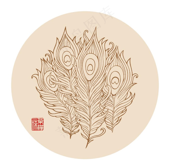 孔雀羽毛图片ai矢量模版下载