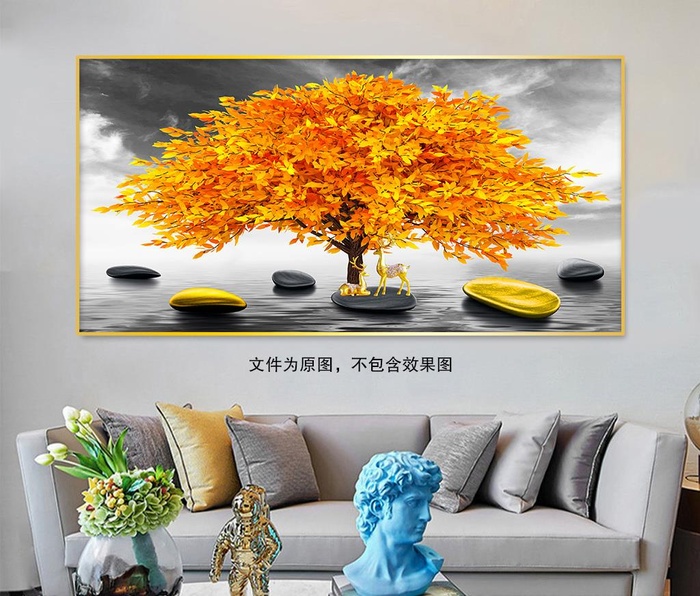新中式麋鹿装饰画图片(7087x3543)psd模版下载