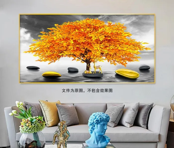 新中式麋鹿装饰画图片(7087x3543)psd模版下载