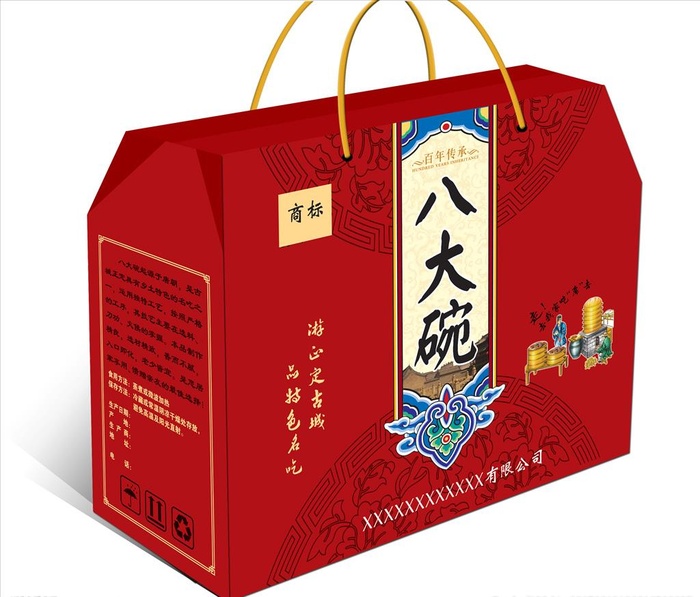 八大碗礼品盒展开图图片(6909x6201)psd模版下载