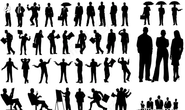 多款商务人士剪影矢量素材图片ai矢量模版下载
