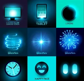 多款电子发光焰火光效矢量素材图片