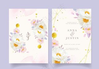 水彩牡丹花婚礼请柬图片