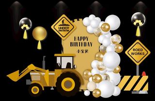 黄色工程车主题生日派对图片