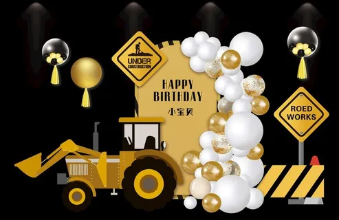 黄色工程车主题生日派对图片 黄色工程车主题生日派对图片