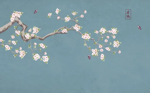 工笔花鸟背景墙图片 工笔花鸟背景墙图片