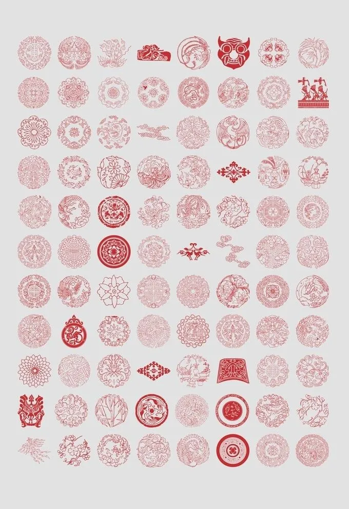 矢量中式圆形花纹边框图片