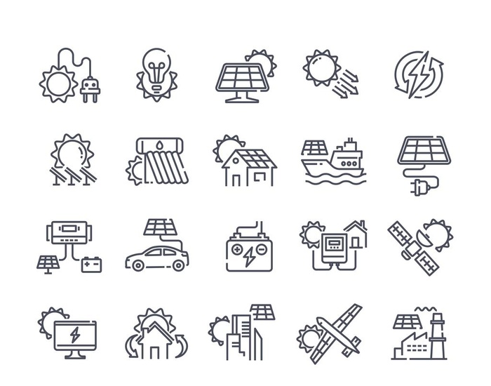 光伏发电各种图标符号图片