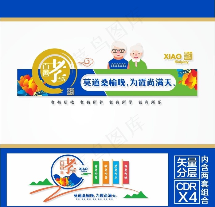 养老院文化墙图片cdr矢量模版下载