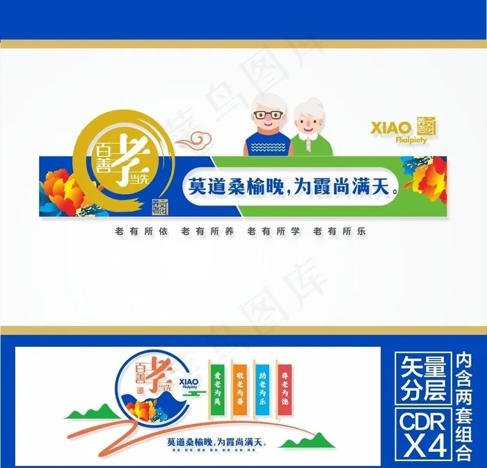养老院文化墙图片cdr矢量模版下载