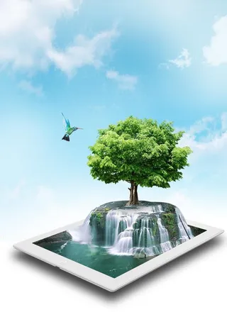 立体瀑布合成图片