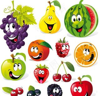 可爱水果表情矢量图片
