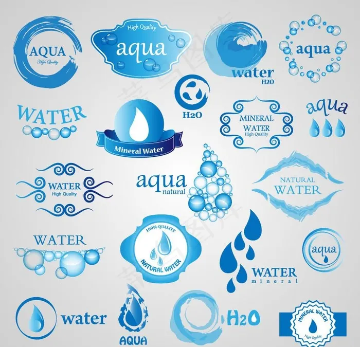 水标签图片eps,ai矢量模版下载