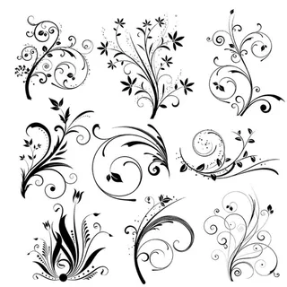 矢量藤线条花边花纹素材图片