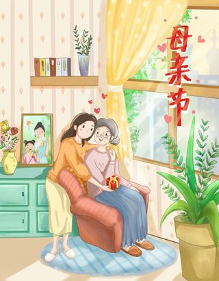 母亲节插画图片