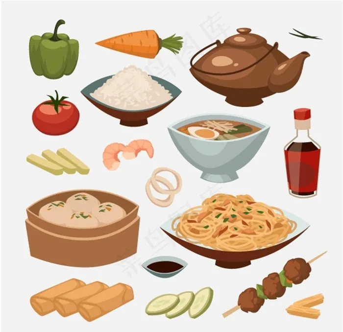 美食插画图片ai矢量模版下载