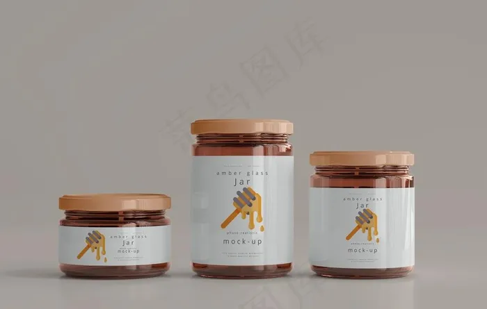 玻璃罐瓶贴样机图片psd模版下载