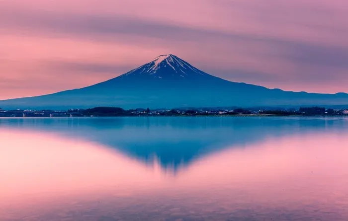 日本富士山夕阳图片