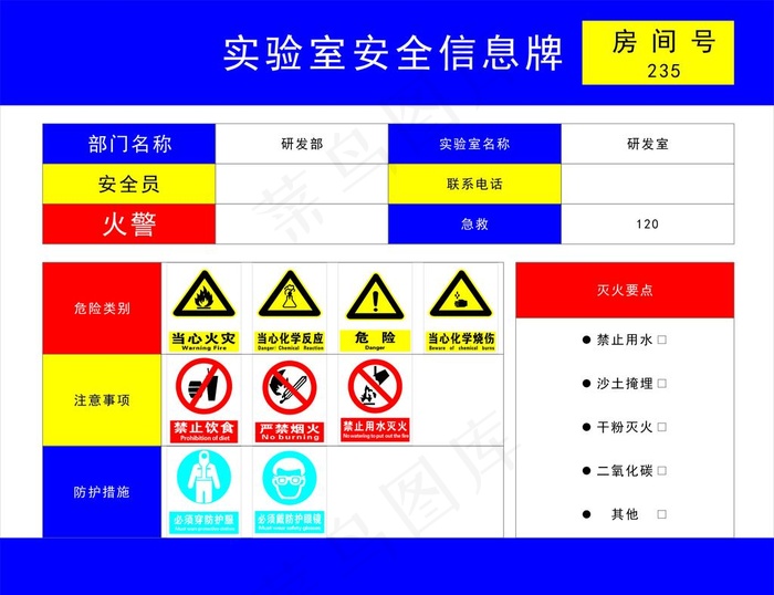 实验室安全告知图片cdr矢量模版下载