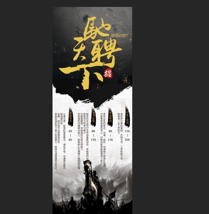 中国风招聘展架图片(1701x4535)psd模版下载