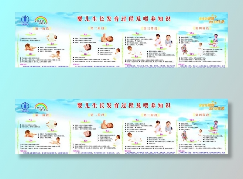 婴儿生长发育过程及喂养知识图片cdr矢量模版下载