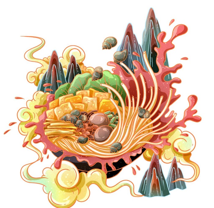 国潮风美食小吃螺蛳粉图片(2000x2000)psd模版下载