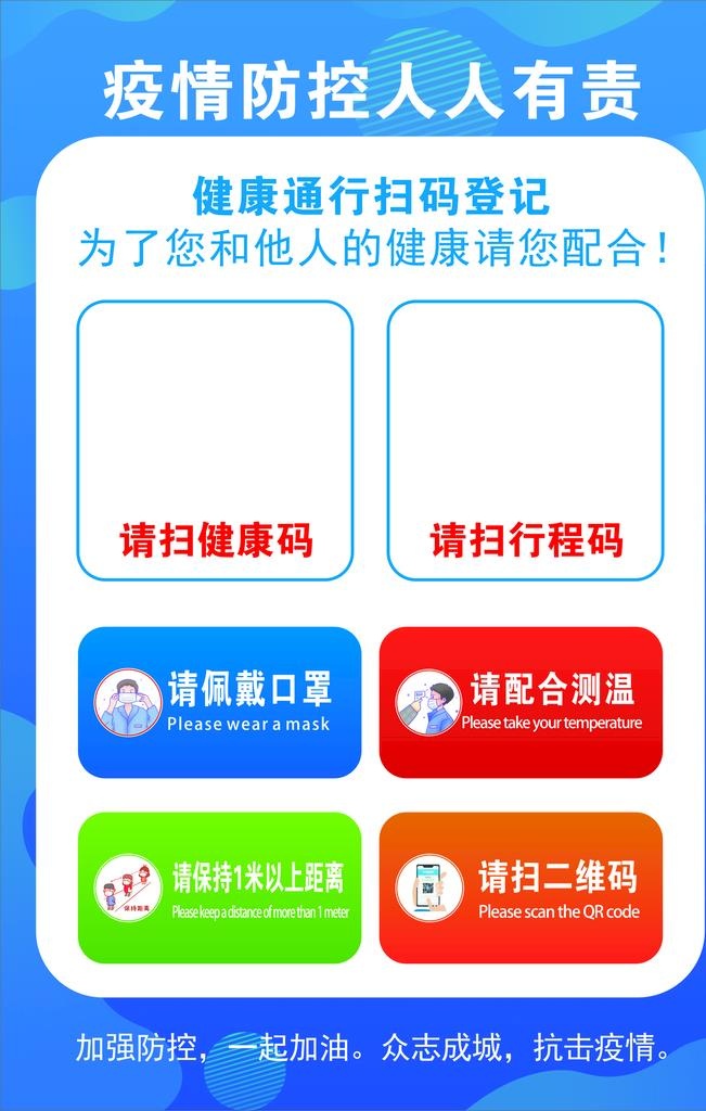 扫码通行,健康码,行程码,标识标牌,,cdr矢量模版下载