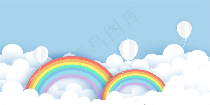 彩虹白云图片ai矢量模版下载