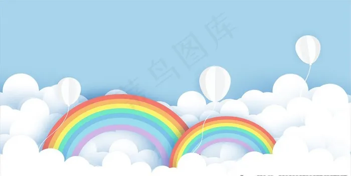 彩虹白云图片ai矢量模版下载