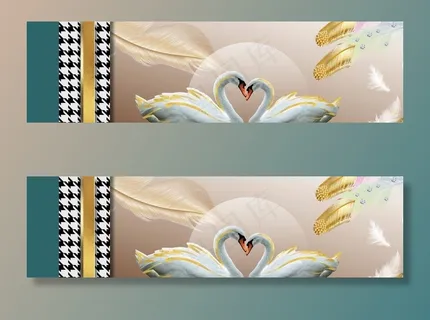 唯美天鹅羽毛床头画图片