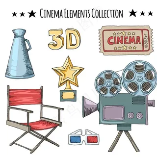 手工绘制的电影元素图片
