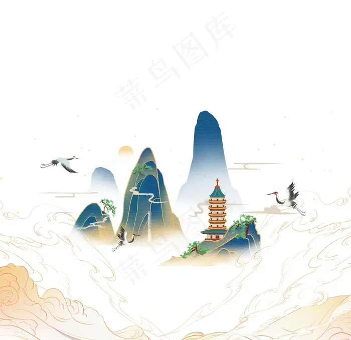 国潮云图片ai矢量模版下载