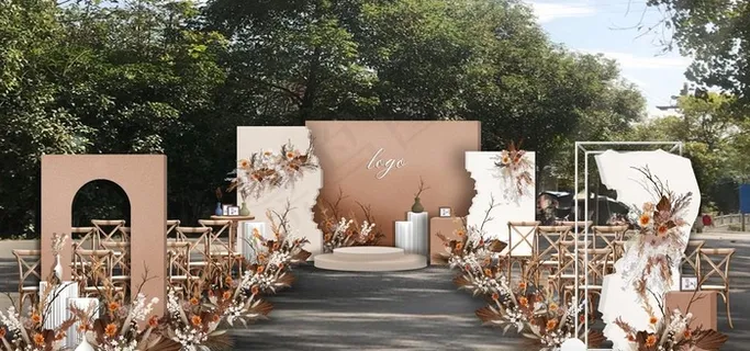 香槟色婚礼主舞台效果图图片