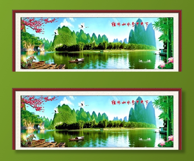 最新款 中堂画 壁画图片(7087x2797)psd模版下载
